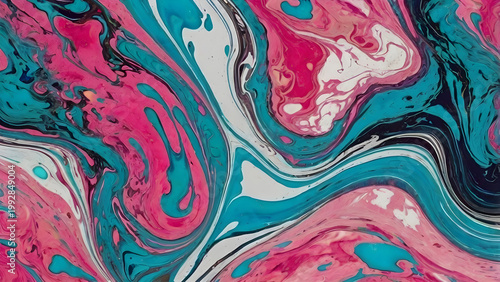Abstract liquid marble texture, swirling colors, modern art background