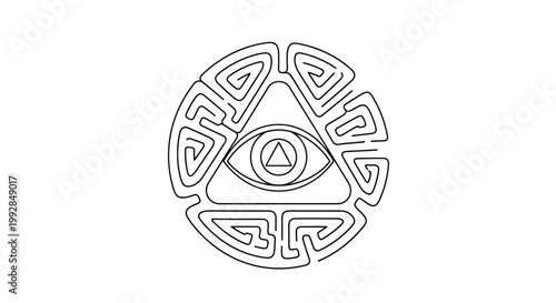 Mysterious Eye in Triangle Maze Symbol