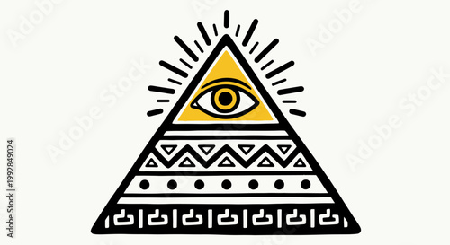 Mysterious Eye in Triangle Pyramid Symbol, Illuminati Symbol, Esoteric Icon