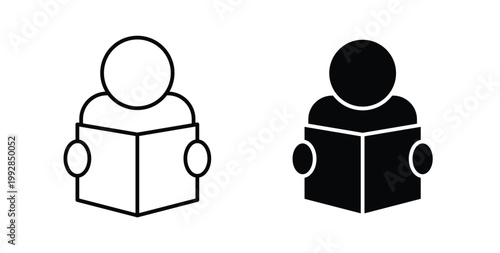 Fotografie Book open reader icon illustrations on white, Best for Design Projects