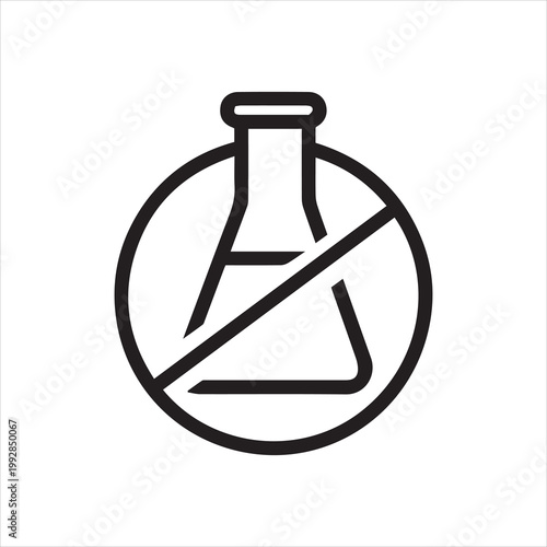 Chemical free line icon. Organic food, no additives, no preservatives on white background or silhouette vector 