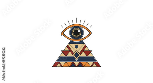 Mystical Eye on Geometric Pyramid Symbol, Spiritual Insight, Abstract Vision