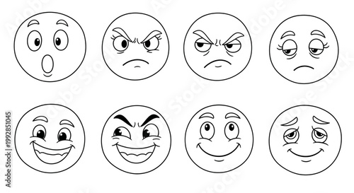 A collection of various emoticon faces.