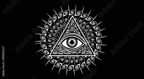 All Seeing Eye in Ornate Triangle Symbol, Mysticism, Esoteric, Conspiracy