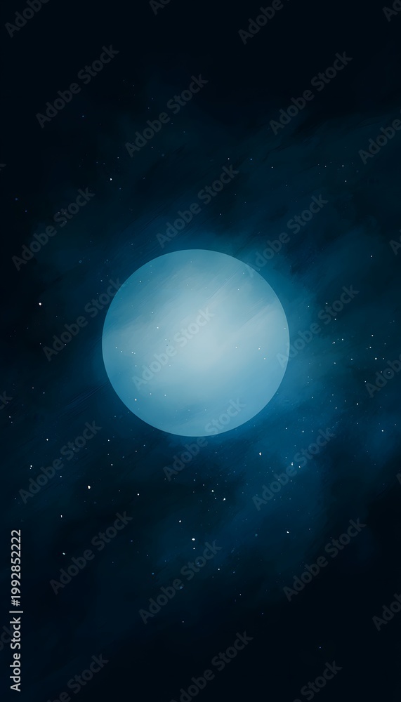 Naklejka premium Luminous planet illustration evokes serene cosmic wonder a calming celestial design element