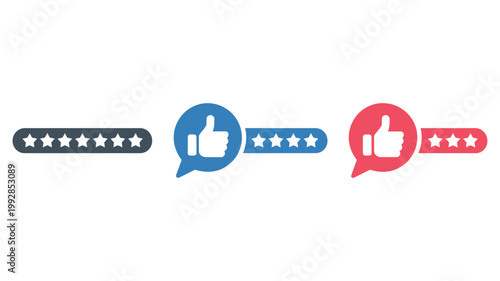 Customer Product Rating Icons Set, Five-Star Review System, Feedback and Satisfaction Scores, Trendy UI Symbols, Vector Illustration Collection, Isolated Background