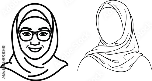 Modern Muslim woman with glasses wearing hijab avatar icon