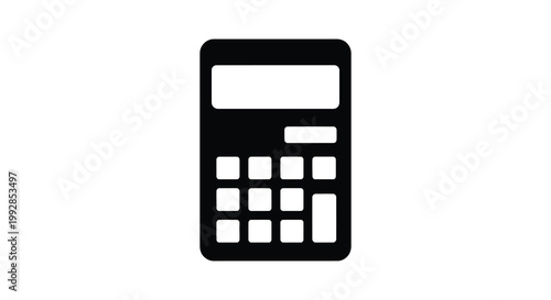 Simple black calculator icon displayed against a white background silhouette