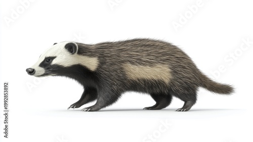 A Realistic Badger Isolated on a Clean White Background