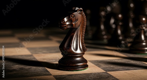 chess knight on board game.