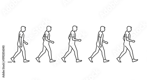 Sequence of a man walking in a line.