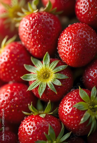 Fresh ripe red strawberry berries in close up for food background