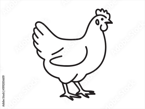 Quadro su tela Hen chicken outline icon flat vector illustration isolated design