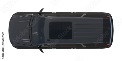 Black Luxury SUV Top View Isolated on White Background 3D Render