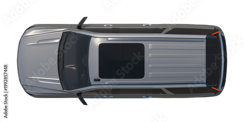 Silver Luxury SUV Top View Isolated on White Background 3D Render