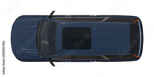 Blue Luxury SUV Top View Isolated on White Background 3D Render
