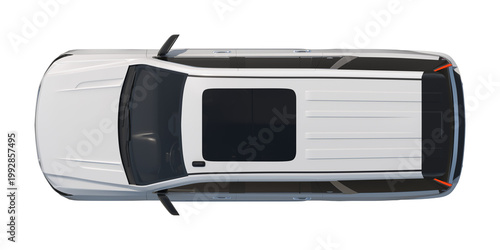 White Luxury SUV Top View Isolated on White Background 3D Render