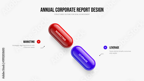 Project Planning Slide Layout Vector Illustration. Investor Solution 2 Element Infographic Presentation Template. Business Campaign Two Step Diagram Slideshow Design.