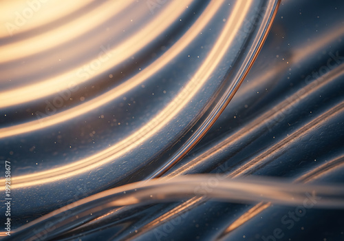 Abstract close up of flowing translucent layers with warm and cool tones