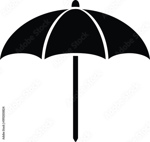 Black umbrella silhouette a simple icon of protection and shade