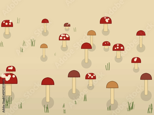 Cute Toadstool Mushroom Fairy Forest Pattern Design