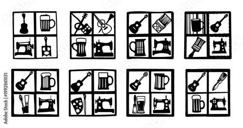 Bar and Music Theme Metal Wall Art Panels- Collection of metal wall art panels featuring bar, beer mugs, guitars, and music themes, perfect for pubs, lounges, and entertainment spaces.