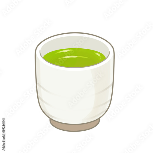 お茶が入った湯呑みのイラスト素材
