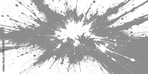 Abstract gray paint splash explosion isolated on white background for creative design projects