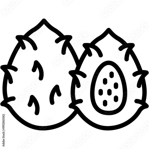Pitahaya Fruit Vector Icon Tropical Dragon Fruit