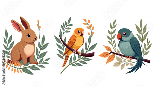 A charming illustration of a groundhog surrounded by foliage. Perfect for children's books, educational materials, or branding evoking a sense of natu