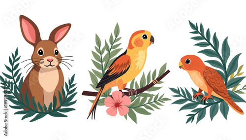 A charming illustration of a groundhog peeking from behind lush green foliage. Ideal for children's materials, springtime content, or nature-themed de