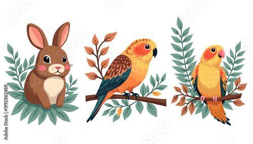 A charming illustration of a squirrel peeking from behind leaves. Ideal for children's books, educational materials, or cheerful branding.