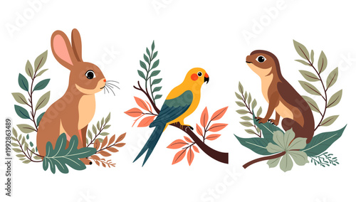 A charming illustration of a deer surrounded by leaves, evoking a sense of peace and connection to nature. Ideal for children's books, branding, or co