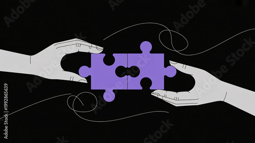 Two hands holding puzzle pieces together in a collaborative effort