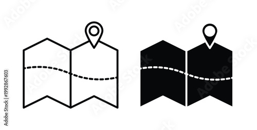 Map icon illustrations on white, Best for Design Projects