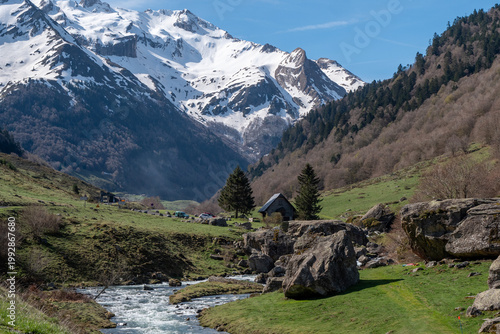 View of the Gave de Brousset river located in the Pyrenees-Atlantiques