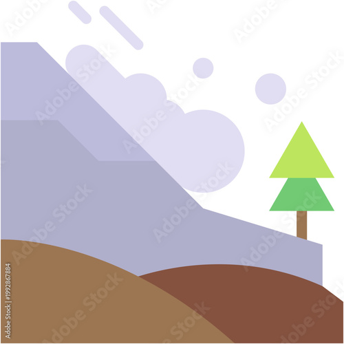 Snow Avalanche Vector Icon Showing Winter Extreme Weather and Mountain Danger