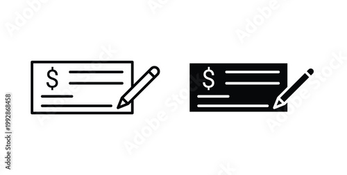 Money check icon illustrations on white, Best for Design Projects