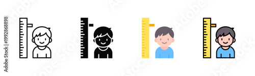 Photos Child Height Measurement icon set multiple style collection