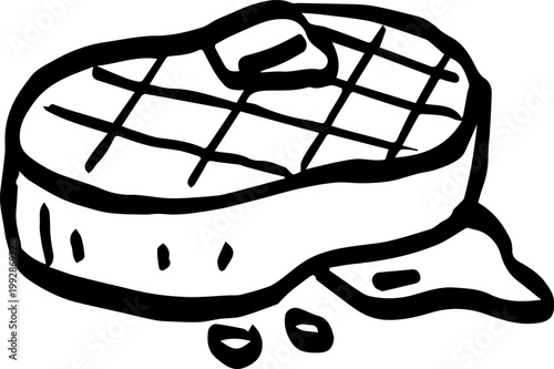 Grilled Steak Outline Minimalist Line Art for Restaurant Menu and Food Branding