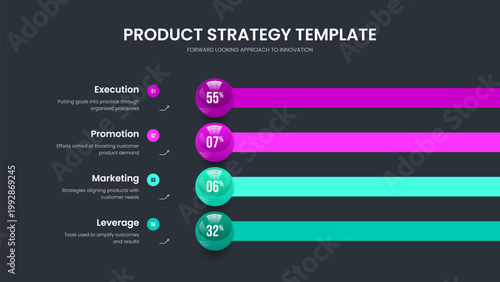 Professional Briefing Four Element Infographic Slide Layout. Enterprise Insight Slideshow Design Vector Illustration. Simple Growth 4 Step Diagram Frame Template.