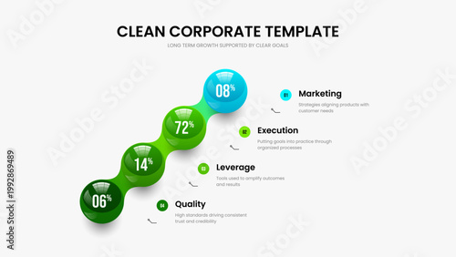 Financial Proposal Four Element Diagram Presentation Template. Sales Insight Slide Design Vector Illustration. Minimalist Growth 4 Step Infographic Frame Layout.