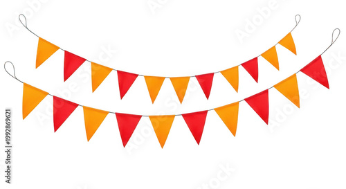 Fényképezés Colorful triangular bunting flags isolated on transparent background
