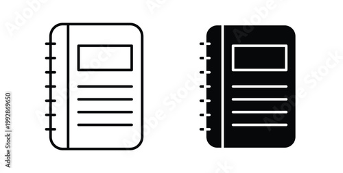 Notebook icon illustrations on white, Best for Design Projects