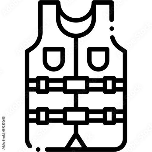 Lifesaver Life Vest Safety Jacket Vector Icon Showing Rescue Equipment and Emergency Gear