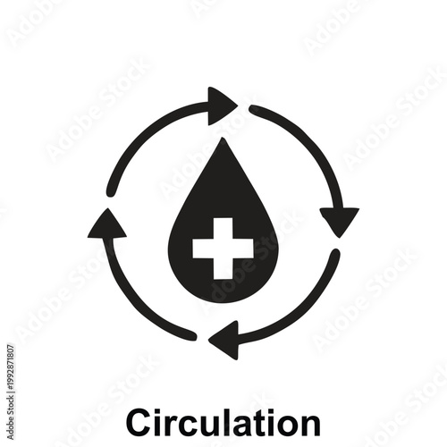 Modern circulation icon representing healthy blood flow, cardiovascular wellness, and vascular health in a clean minimal vector style ideal for healthcare and medical-related designs.