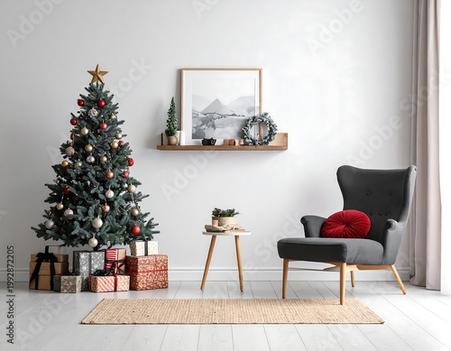 Minimalist Christmas decoration setup with simple festive accents