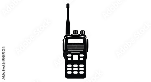 Detailed black silhouette of a two way radio communication device silhouette