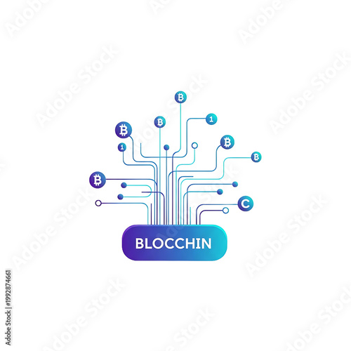 Blockchain Network System Technology Concept.