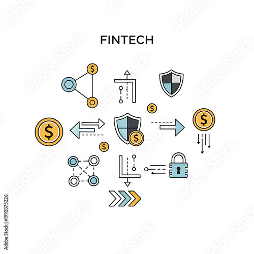 Fintech digital payment security concept.